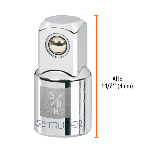 Adaptador para matraca de cuadro 3/8' a cuadro 1/2', Truper 13420 A-5253