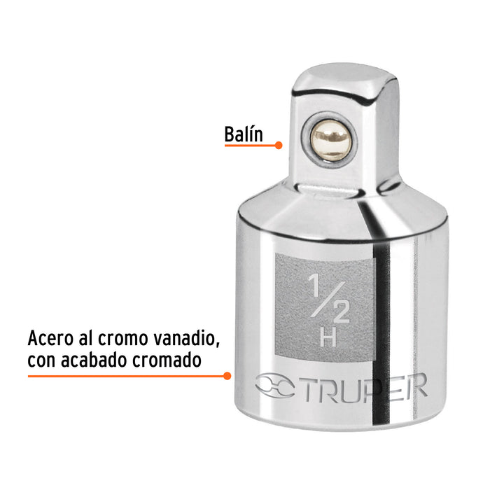 Adaptador para matraca de cuadro 1/2' a cuadro 3/8', Truper 13422 A-5254