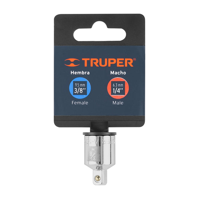 Adaptador para matraca de cuadro 3/8' a cuadro 1/4', Truper 13423 A-5255