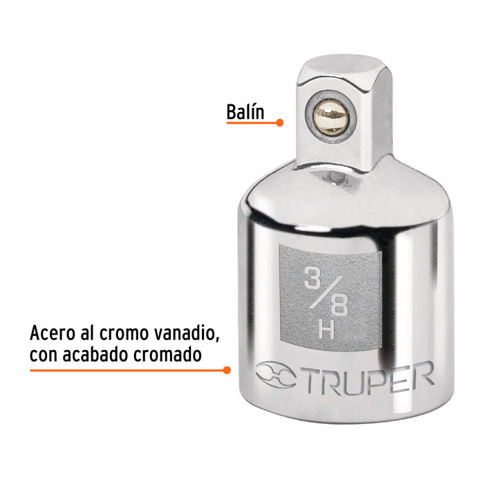 Adaptador para matraca de cuadro 3/8' a cuadro 1/4', Truper 13423 A-5255