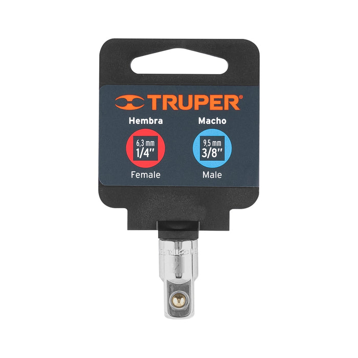 Adaptador para matraca de cuadro 1/4' a cuadro 3/8', Truper 13417 A-5256