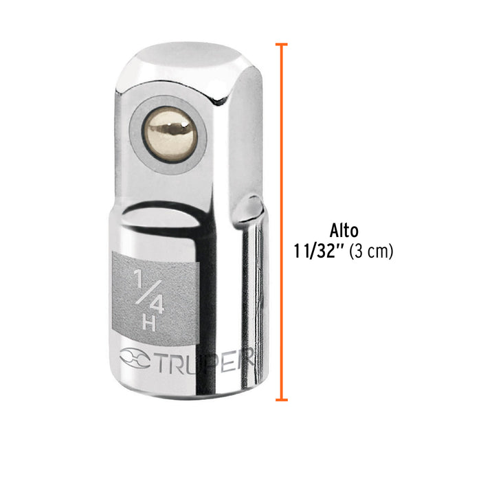 Adaptador para matraca de cuadro 1/4' a cuadro 3/8', Truper 13417 A-5256