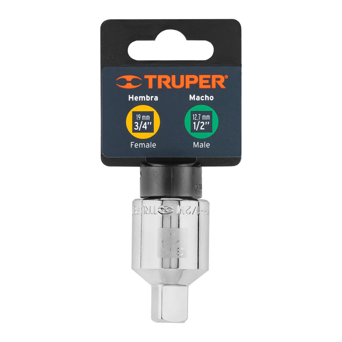 Adaptador para matraca de cuadro 3/4' a cuadro 1/2', Truper 13424 A-5453