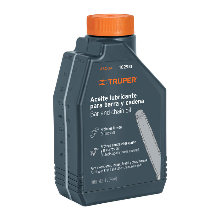 Aceite lubricante para barra y cadena de motosierra, Truper 102931 ABC-34