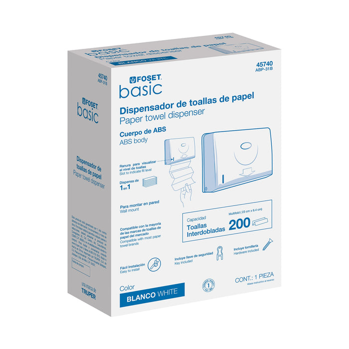 Dispensador junior p/toallas de papel, blanco, Foset Basic 45740