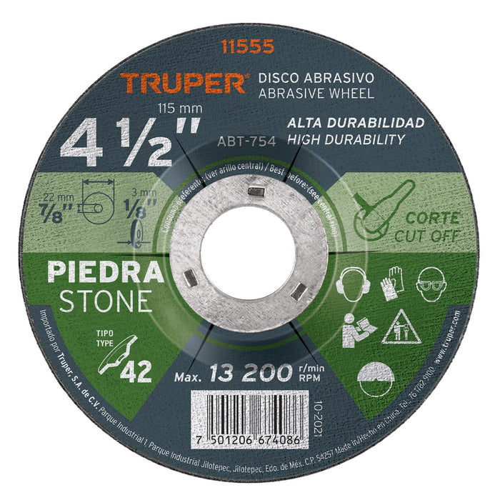 Disco Tipo 42 de 4-1/2' x 3.2 mm para corte de piedra 11555 ABT-754