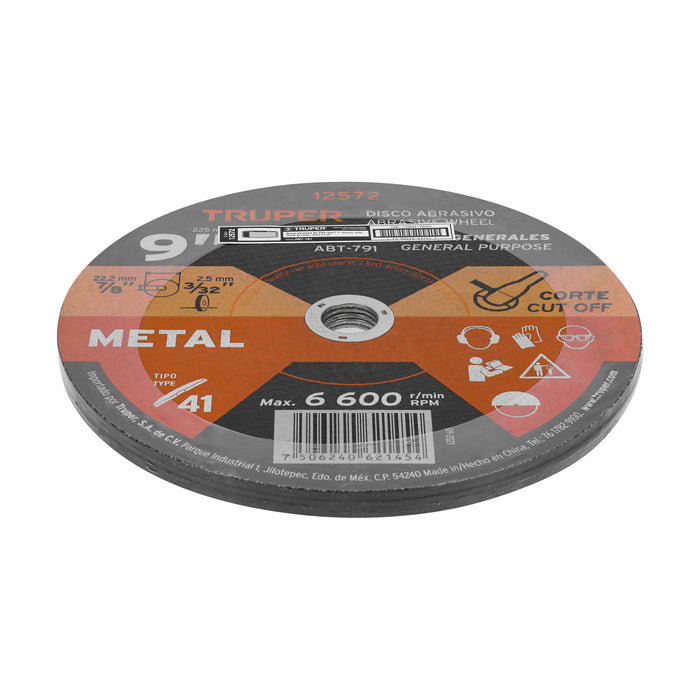 Disco de 9' para corte de metal, tipo 41, Truper 12572 ABT-791