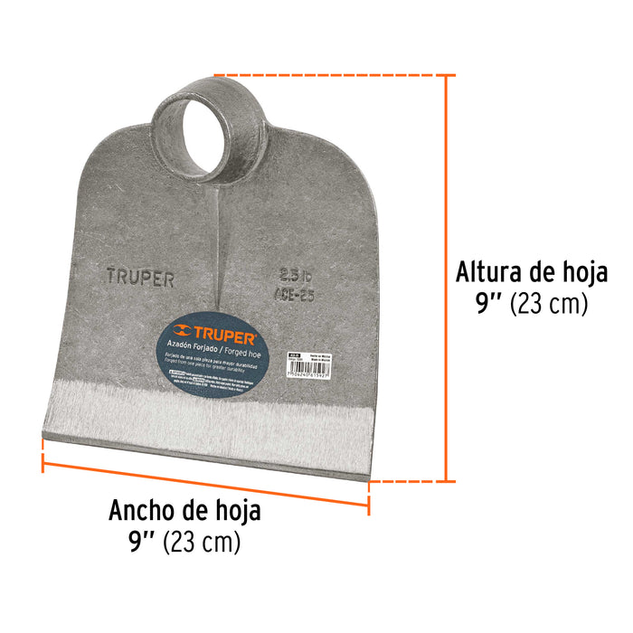 Azadón Centroamericano 2.4 lb sin mango, Truper 10361 ACE-25