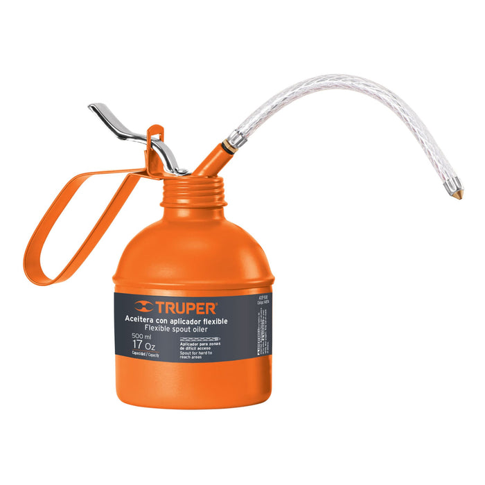 Aceitera de 500 ml (17 oz) con aplicador flexible, Truper 14874 ACEF-500