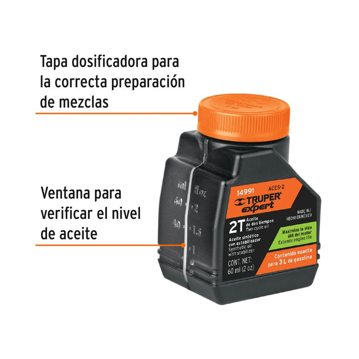 Aceite sintético para motor de 2 tiempos, 60 ml 14991 ACES-2