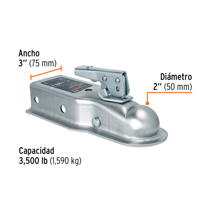 Acoplador para remolque, para bola de 2', Truper 44442 ACO-BOLA-35