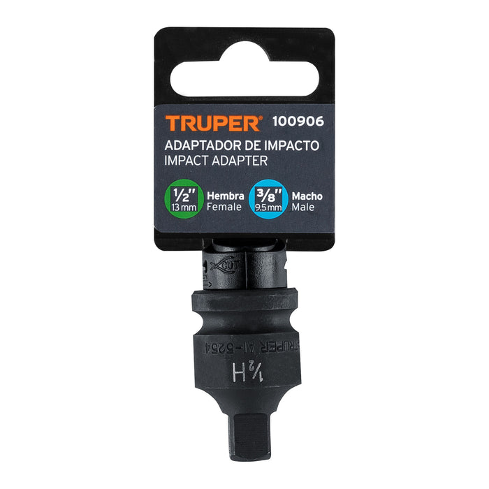 Adaptador de impacto 1/2' (H) x 3/8' (M), Truper 100906 AI-5254