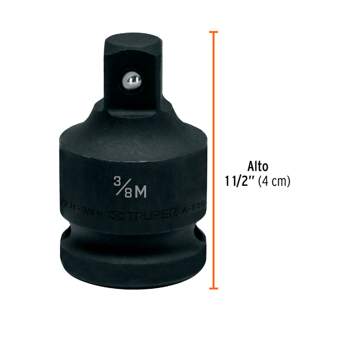 Adaptador de impacto 1/2' (H) x 3/8' (M), Truper 100906 AI-5254