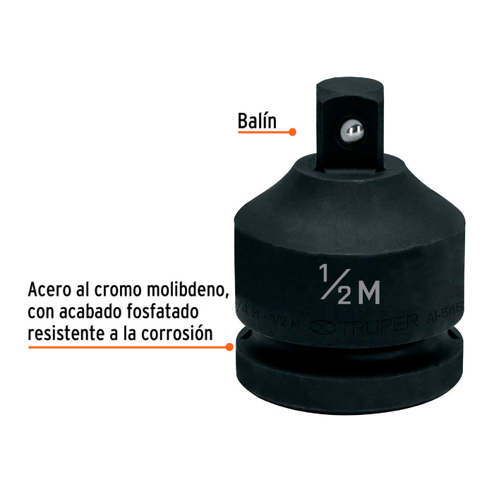 Adaptador de Impacto 3/4' (H) x 1/2' (M), Truper 100949 AI-5453