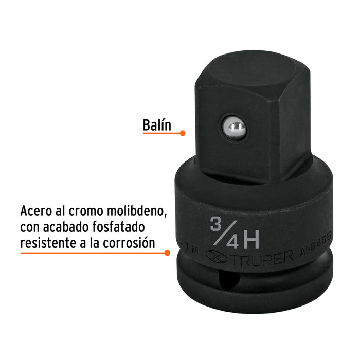 Adaptador de Impacto 3/4' (H) x 1' (M), Truper 100950 AI-5455