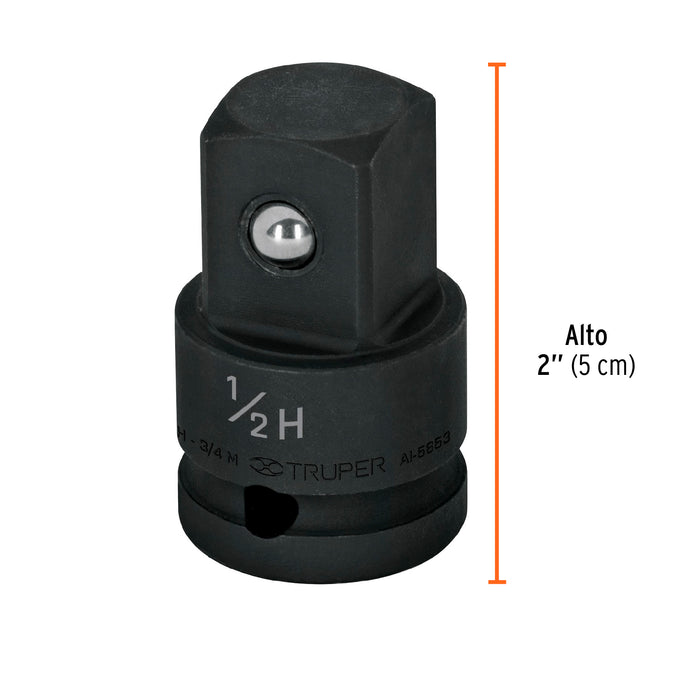 Adaptador de impacto 1/2' (H) x 3/4' (M), Truper 100907 AI-5653