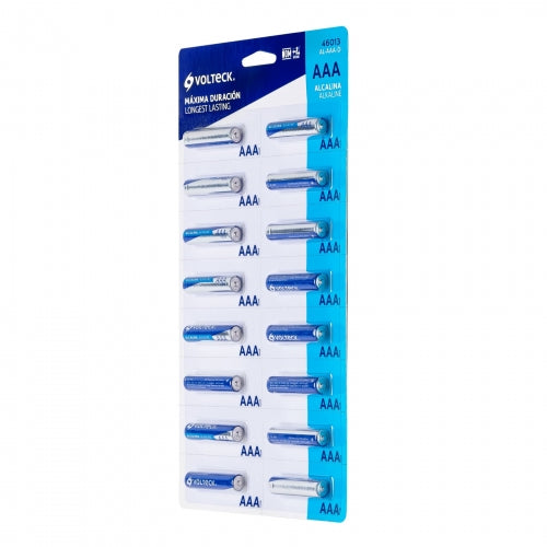 Pila alcalina AAA, despachador con 16 piezas, Volteck 46013 AL-AAA-D