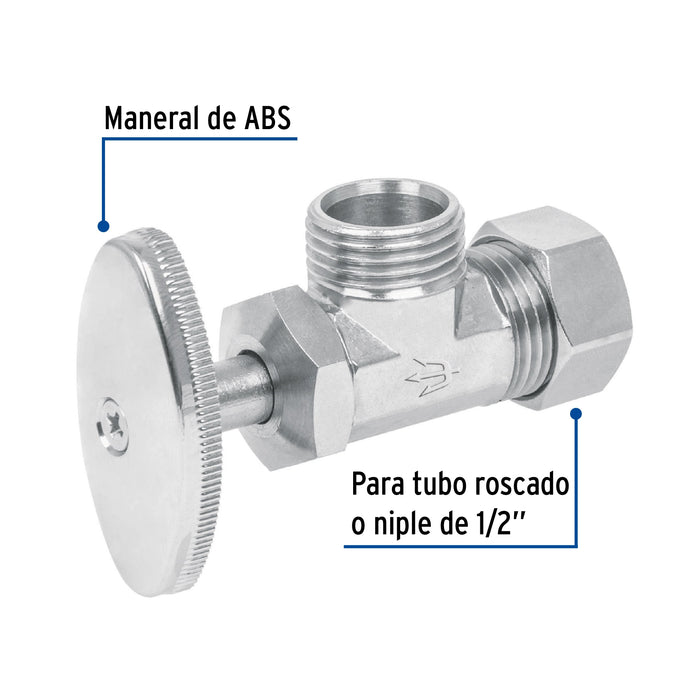 Llave angular 1/2' x 1/2' de compresión tipo barrilito 49109