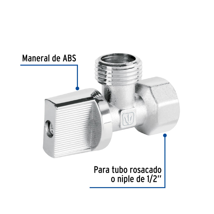 Llave angular 1/2' x 1/2', 1/4 de vuelta, Foset 48028