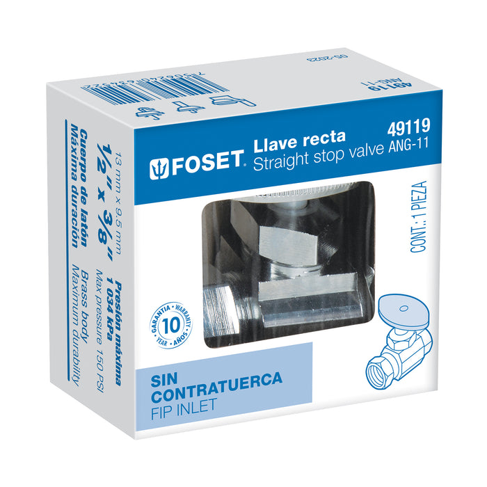 Llave angular de compresión recta 1/2' x 3/8', Foset 49119