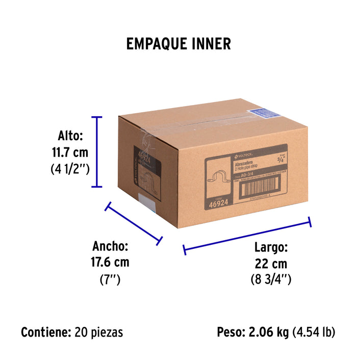 Bolsa con 10 abrazaderas 3/4' tipo omega para tubo, Volteck 46924