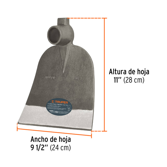 Azadón No. 3 oreja y martillo 3.1 lb sin mango, Truper 19981 AOM-3