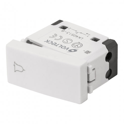 Interruptor para timbre, línea Oslo, color blanco, Volteck 48323 APTI-OB