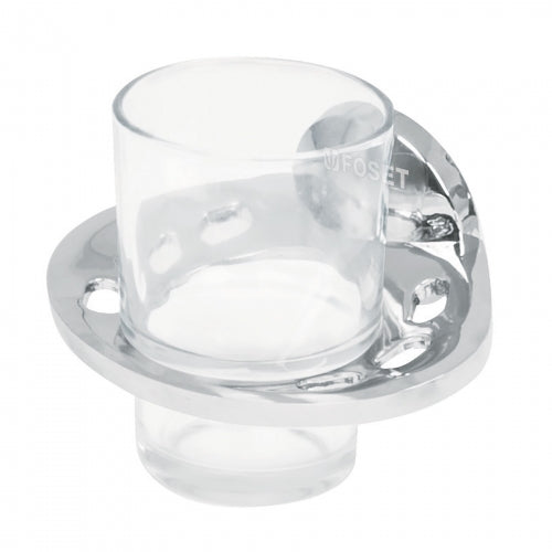 Portavaso cepillero metálico con vaso de vidrio, Foset Aqua 49398 AQA-71