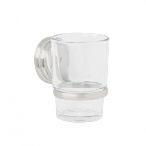 Portavaso cepillero satín con vaso de vidrio, Foset Aqua 45978 AQA-81N
