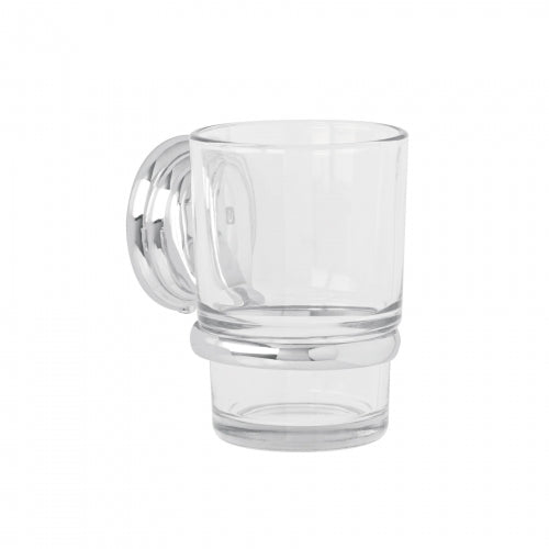 Portavaso cepillero cromo con vaso de vidrio, Foset Aqua 45976 AQA-81