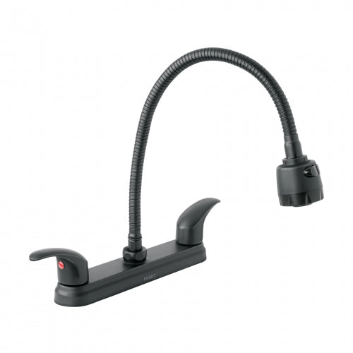 Mezcladora 8' p/fregadero, flexible, palanca, negro, Aqua 47917 AQF-88M