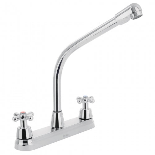 Mezcladora inox 8' p/fregadero, cuello cobra, cruceta, Aqua 45626 AQF-89