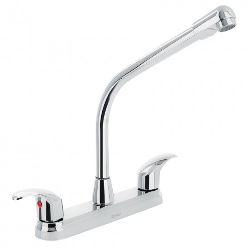 Mezcladora inox 8' p/fregadero, cuello cobra, palanca, Aqua 45627 AQF-90