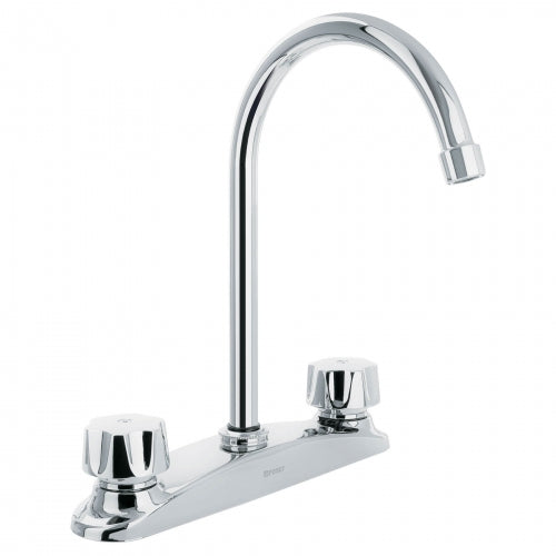 Mezcladora inox 8' p/fregadero, manerales hexagonal, Aqua 45628 AQF-93