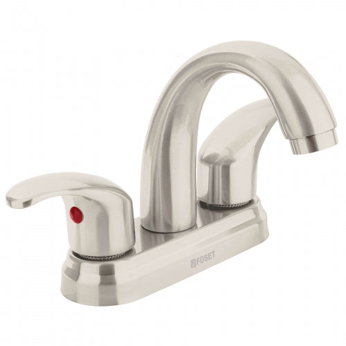 Mezcladora satín 4' para lavabo, nariz curva, palanca, Aqua 45356 AQM-52N