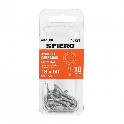Blíster con 10 armellas cerradas de 18 x 50, Fiero 40721 AR-18CB