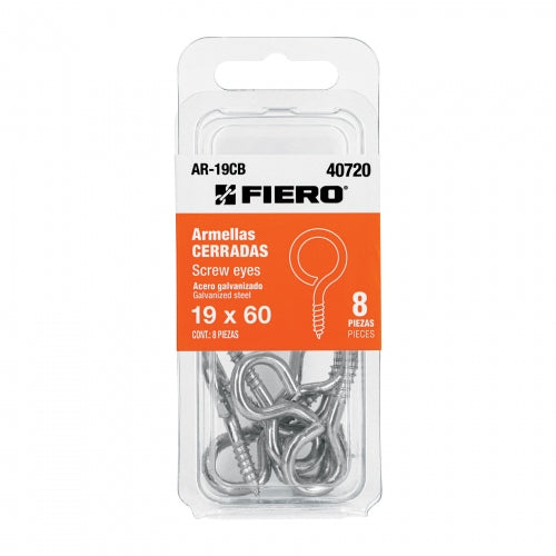 Blíster con 8 armellas cerradas de 19 x 60, Fiero 40720 AR-19CB