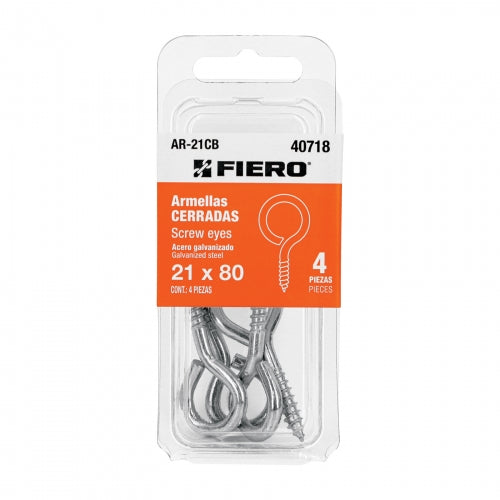 Blíster con 4 armellas cerradas de 21 x 80, Fiero 40718 AR-21CB