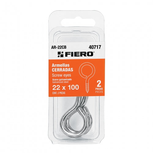 Blíster con 2 armellas cerradas de 22 x 100, Fiero 40717 AR-22CB