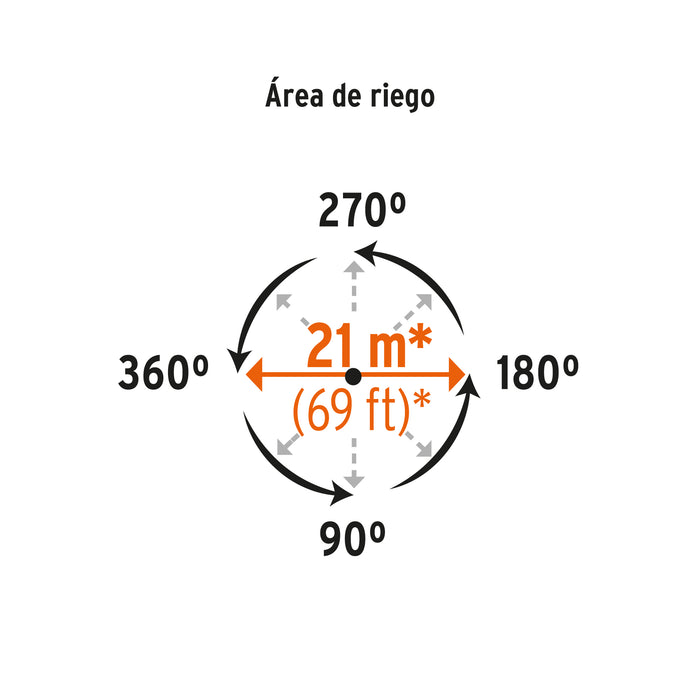 Aspersor metálico 14' dos vías, reforzado, estaca de escalón 10323 ASP-11R