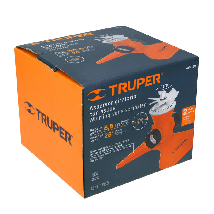 Aspersor base metálica, con aspas de aluminio, Truper 10329 ASP-50
