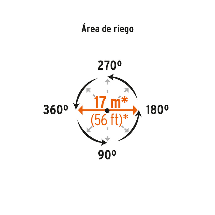 Aspersor plástico 11', dos vías, estaca metalica, Truper 10339 ASP-P11X