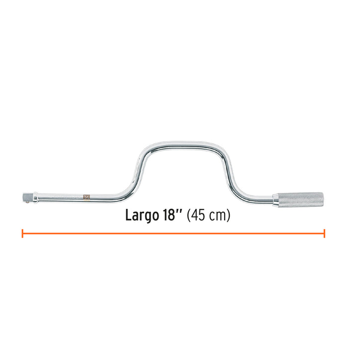 Mango cuadro 1/2' berbiquí, largo 18', Truper 13430 B-5480
