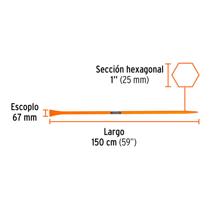 Barreta para tierra dura 1'x150 cm, escoplo 67 mm, Truper 10759 BAP-150E
