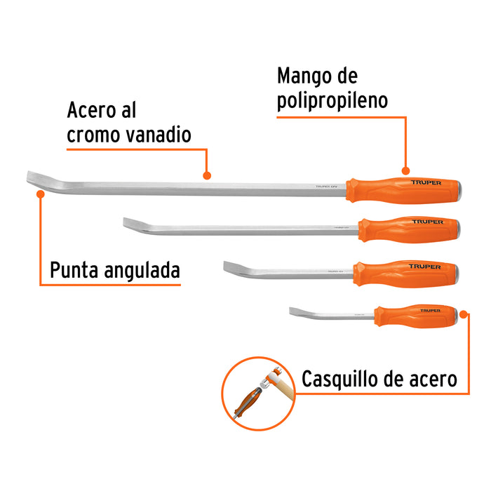 Juego con 4 barras de palanca, Truper 101047 BAPA-J4