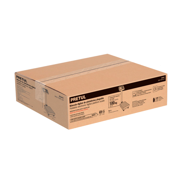 Báscula electrónica de plataforma, plegable, 100 kg, Truper 15729 BAS-100PLA