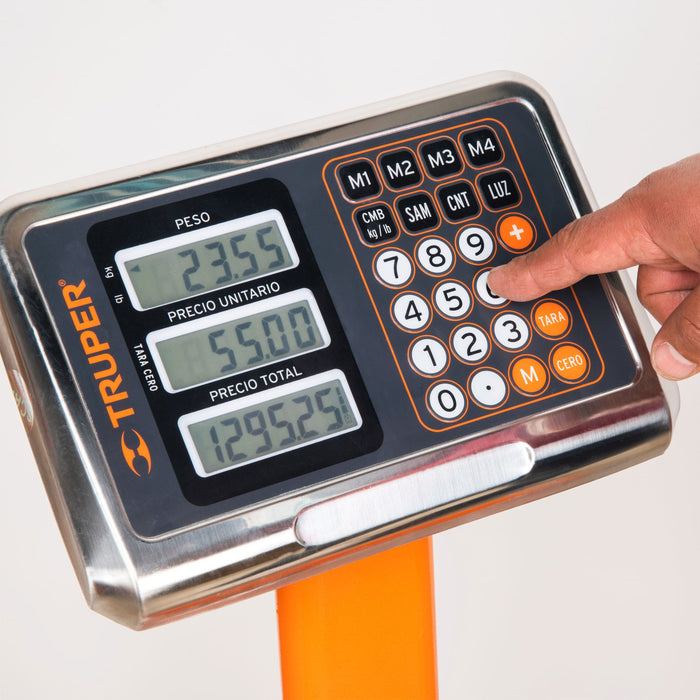 Báscula electrónica de plataforma, plegable, 200 kg, Truper 15732 BAS-200PLA