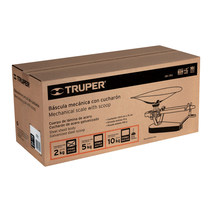Báscula capacidad 2 kg mecánica con cucharón, Truper 17082 BAS-2M