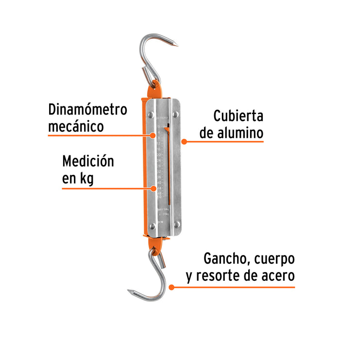 Báscula capacidad 50 kg romana de resorte, Truper 13519 BAS-50R