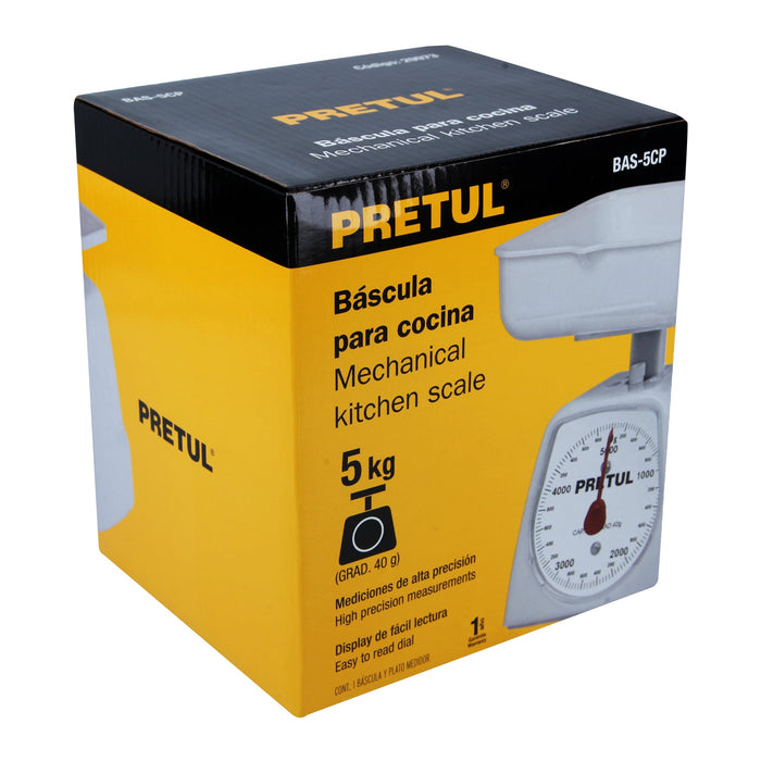 Báscula mecánica para cocina 5 Kg, Pretul 29973 BAS-5CP